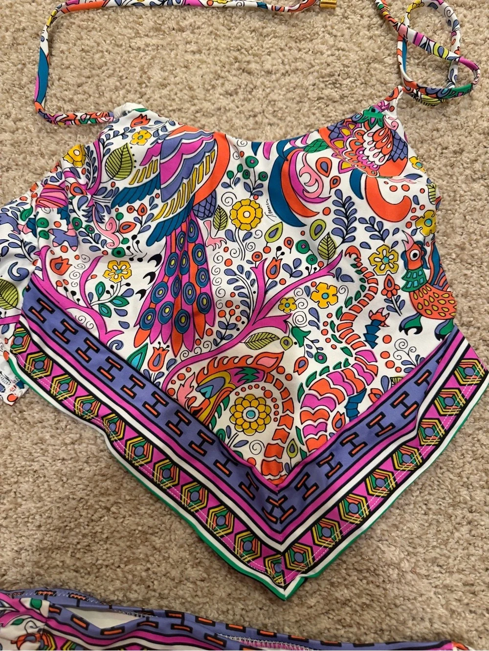 Trina Turk jungle beach set tankini top and side tie bottoms size medium / 6